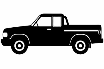 Pickup silhouette, pickup graphic vector illustration, pickup truck black icon isolated on white background