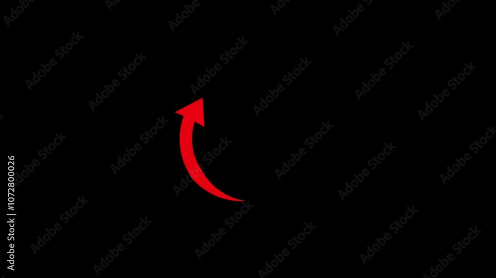 Poster arrow loading icon animation on black background. 4k video.