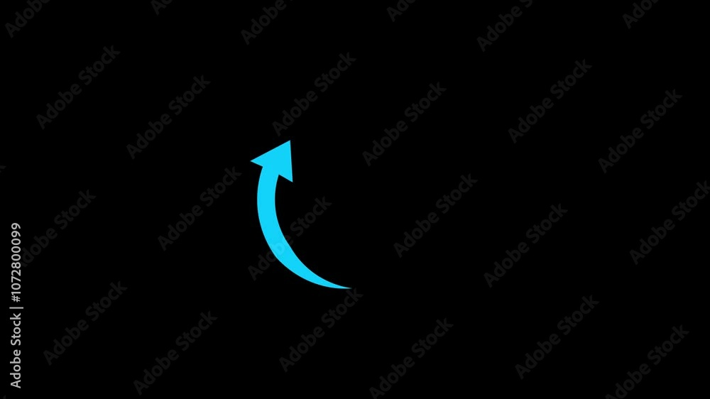 Poster arrow loading icon animation on black background. 4k video.