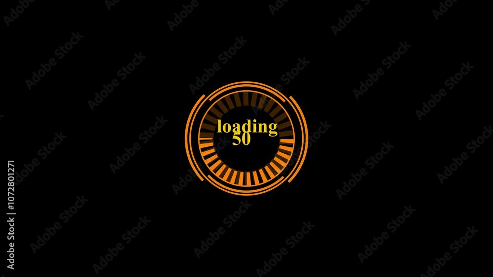 Poster circle loading bar abstract. black screen. dash design. 0-100 present counting.
