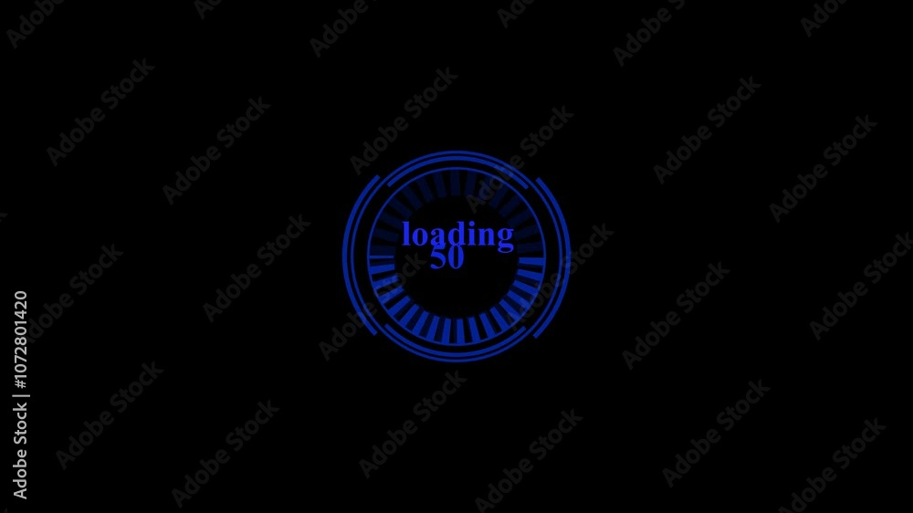 Poster circle loading bar abstract. black screen. dash design. 0-100 present counting.