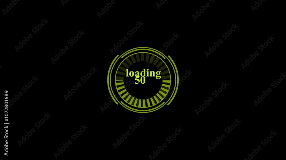 Poster circle loading bar abstract. black screen. dash design. 0-100 present counting.