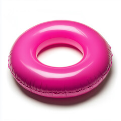 Pink inflatable swim ring isolated on white background