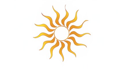 Bright and Cheerful Cartoon Sun on White Background: A Ray of Sunshine
