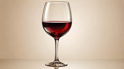 “Glass of Red Wine with Soft Reflections” – An Elegant Glass of Red Wine with a Hint of Reflection on a Neutral Background