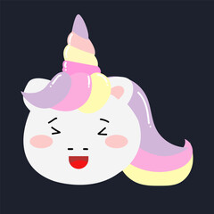 kawaii doodles unicorn emoticon stickers. happy, sadd,shock, exited, omg, sad, angry. 