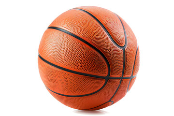 Classic orange basketball with textured surface and black lines isolated on white