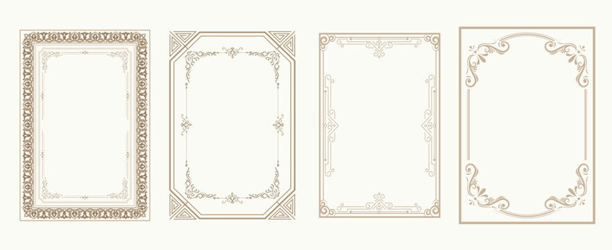 Decorative frames Retro ornamental vintage rectangle ornaments