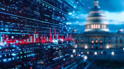 digital representation of economic data influencing government budget decisions, with focus on financial analytics and policy impact