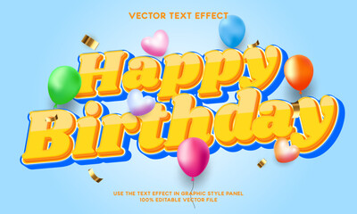 Happy birthday editable text effect 02 - Happy Birthday cartoon 3d template style vector - vector illustration