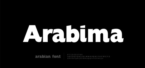 Obraz premium Arabic modern bold style logo font alphabet letter. Elegant arabian classic lettering. Typography arabian sans serif fonts and logos decorative asian design concept. vector illustration