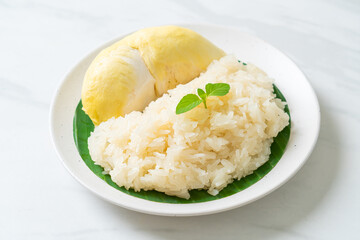 Durian sticky rice on plate