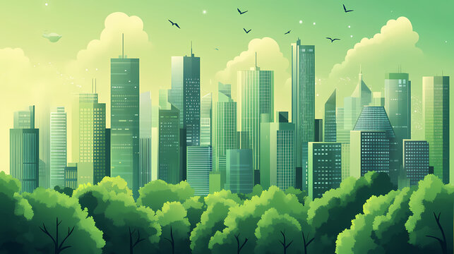 Futuristic utopia megacity concept. green eco friendly metropolis illustration. generative ai. Utopia. Illustration