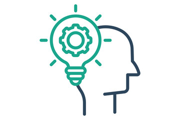 Skills icon. line icon style. head with light bulb and gear. icon related to motivation. success elements vector illustration