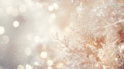 Outdoor Nature Backgrounds with Sparkling Christmas Snowflakes.