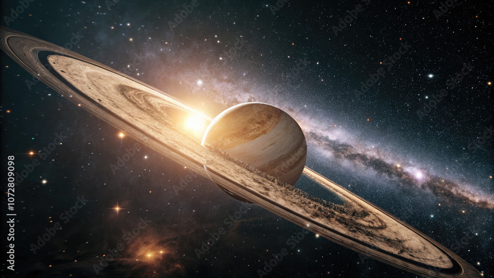 Canvas Prints close-up of glowing planet disk floating in space, serene beauty of the universe with ample copy spa
