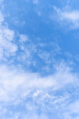 beautiful blue sky and white fluffy group of clouds with sunrise in the morning, natural background