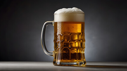 &ldquo;Golden Beer in a Mug with Foam&rdquo; &ndash; A Glass Mug of Cold Beer with a Frothy Head on an Isolated Background