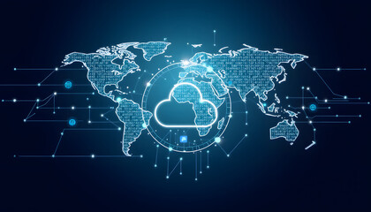 Fototapeta premium Data exchange, digital technology background, software development, cloud computing. Business Intelligence, global network, Data analysis, techician team computer programming, internet technology is