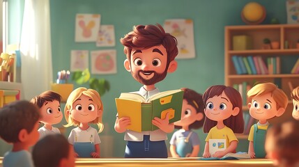 Teacher engages students with storytime reading activity