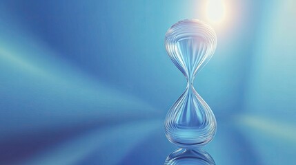 Stylized hourglass reflecting time as value, deep blue background, 3D illustration