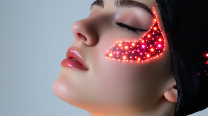 Obraz premium Minimalist Human with LED Patterns in Soft Lighting