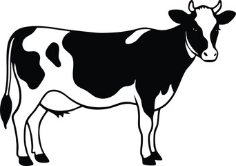 Cow silhouette, dairy cow, animal silhouette,bull vector Illustration