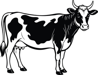 Cow silhouette, dairy cow, animal silhouette,bull vector Illustration