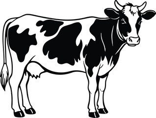 Cow silhouette, dairy cow, animal silhouette,bull vector Illustration