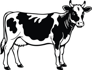 Cow silhouette, dairy cow, animal silhouette,bull vector Illustration