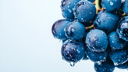 Fototapeta premium fresh blueberry isolated on white background Group of blueberries isolated on white background, Isolated blueberry. Fresh organic blueberry with leaves isolated with water drop fresh blueberry isolat 