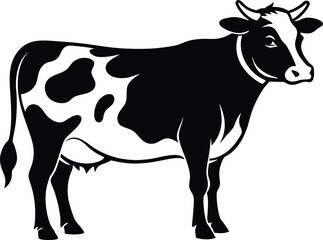 Cow silhouette, dairy cow, animal silhouette,bull vector Illustration