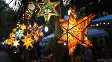 Colorful Filipino Parol Lanterns for Christmas Celebration