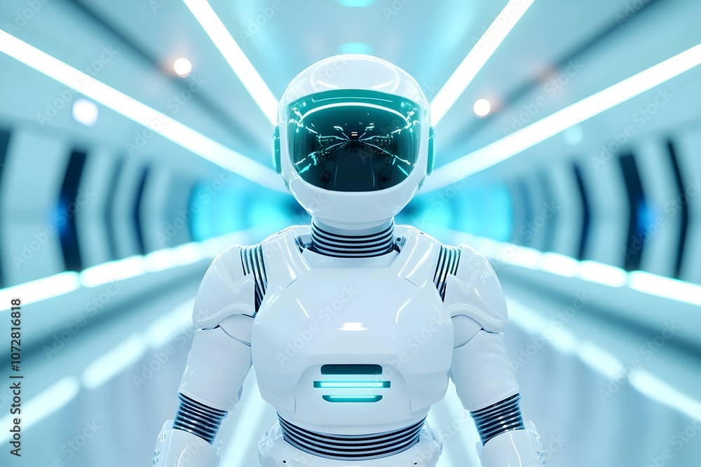Poster 3d futuristic sci fi banner with robotic and alien elements in minimalist style