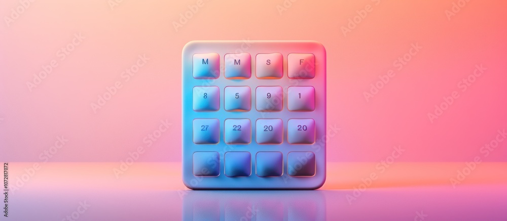 Poster white square keypad with numbered buttons on a gradient background.