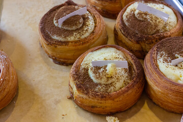 Close up of Croissant Cup Fla Chocolate