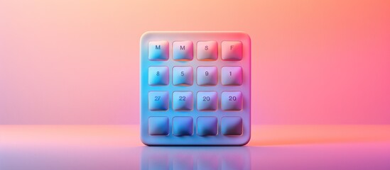 White square keypad with numbered buttons on a gradient background.