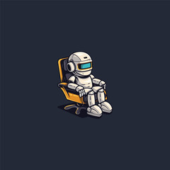 Fototapeta premium Robot sitting in the chair logo design vector