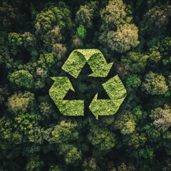 Eco-Friendly Symbol in Lush Green Forest Setting