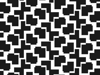 Error digital concept. Black random shapes on white background. Wrong lines and blocks. Video distortion effect. Abstract pixels and noise. Vector illustration.