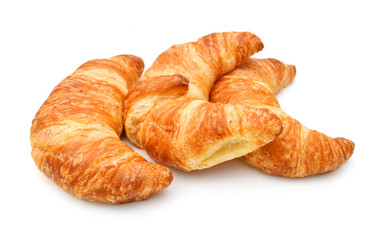Fresh and tasty croissant over white background