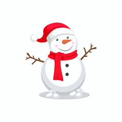 cute christmas snowman vector cartoon illustration