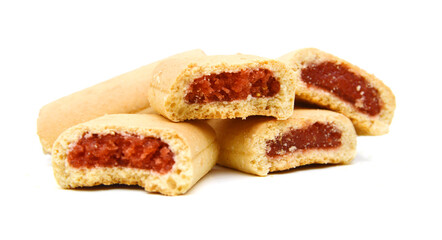 Cookies with jam closeup isolated on a white
