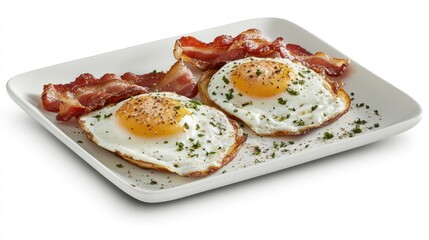 Delicious Breakfast Plate with Eggs and Crispy Bacon