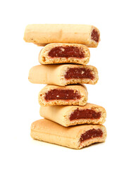 Cookies with jam closeup isolated on a white