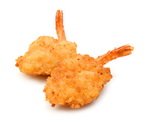 Stack butterfly shrimps on white background