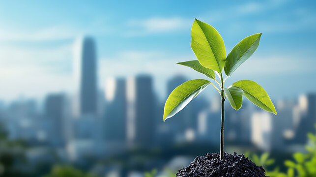 Innovative urban skyline showcases eco-friendly highrises and autonomous transportation solutions