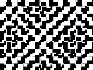 Error digital concept. Black random shapes on white background. Wrong lines and blocks. Video distortion effect. Abstract pixels and noise. Vector illustration.