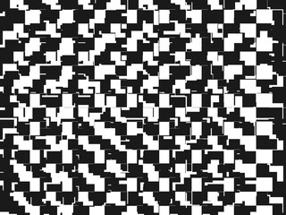 Fototapeta premium Error digital concept. Black random shapes on white background. Wrong lines and blocks. Video distortion effect. Abstract pixels and noise. Vector illustration.