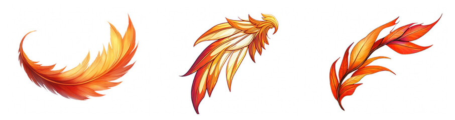 Fototapeta premium Vibrant and Feather Illustrations Featuring Distinctive Designs Perfect for Nature-Inspired Themes, Arts, Crafts, and Creative Projects